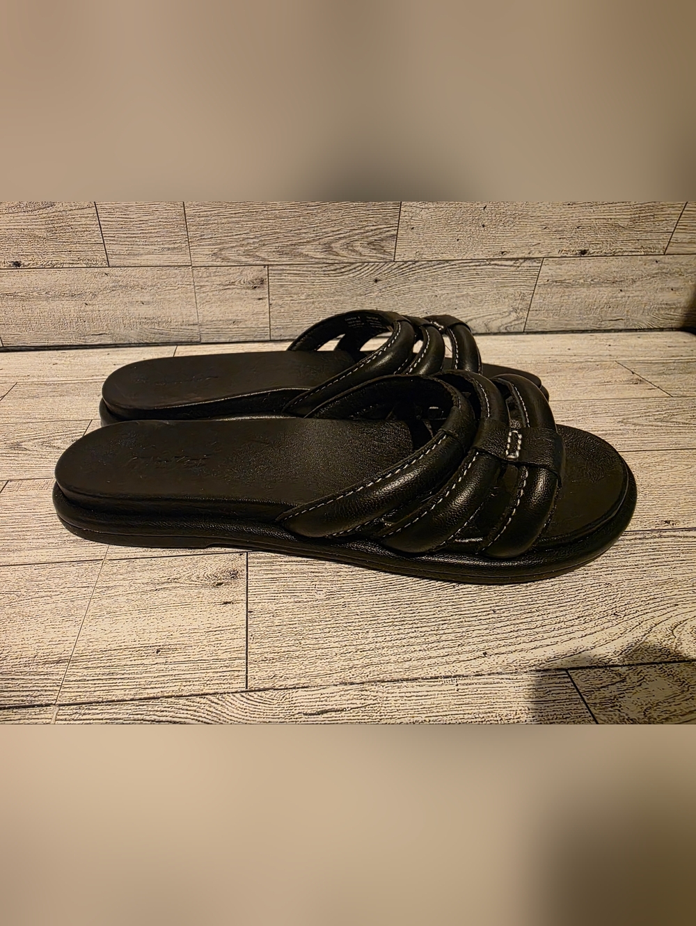 OluKai Women's Black Strappy Slide Sandals